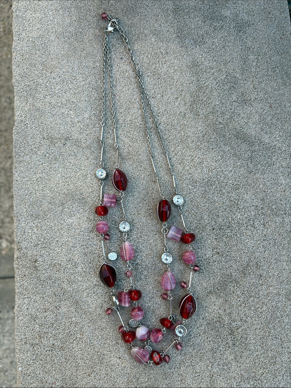 Multi-Strand Red Bead Necklace